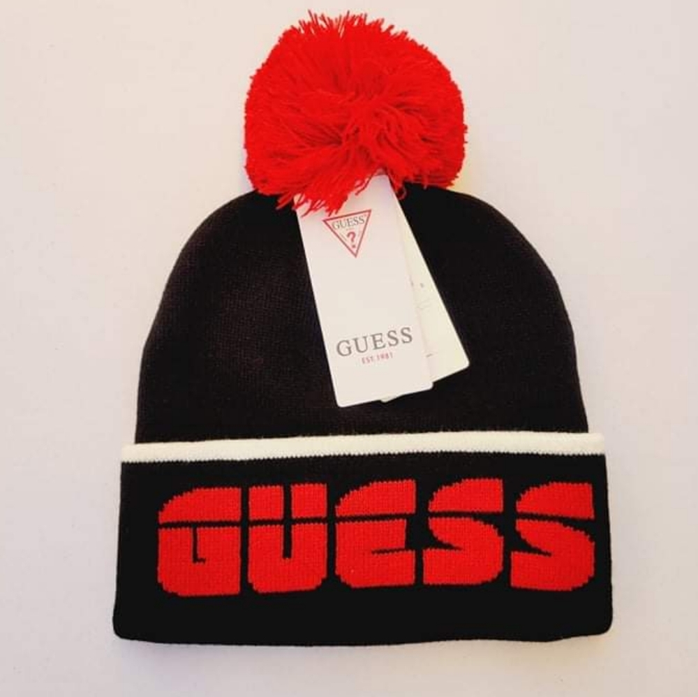 GUESS Unisex Two-Tone Logo Beanie
